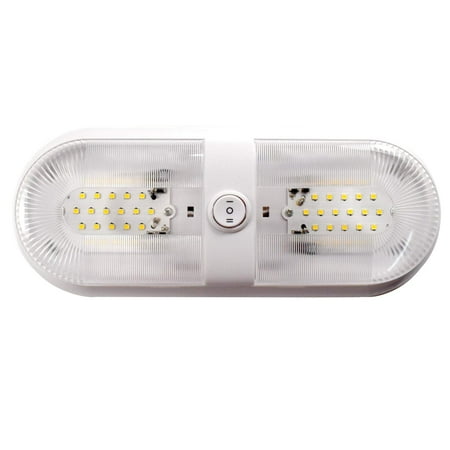 HQRP RV LED Ceiling Double Dome 12V-24V 560 Lumen Interior Indoor Light Replacement Trailer Camper Boat Marine Motorhome Lighting Fixture with ON/OFF Switch