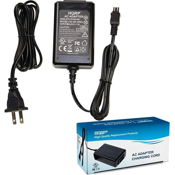 HQRP Replacement AC Adapter / Charger compatible with Sony HandyCam HDR-CX300, HDR-CX350, HDR-CX350V, HDR-CX370, HDR-XR350, HDR-XR350V, DCR-SR48 Camcorder with USA Cord & Euro Plug Adapter