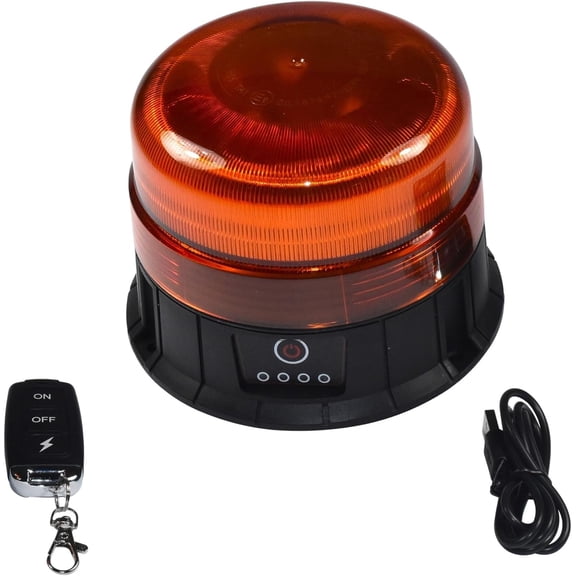HQRP SM811HP-BR LED Beacon - Rechargeable Battery, Magnetic-Suction-Screw Mount, 12 V 24 V, ECE R65 R10, Wireless Remote, IP66 Amber Warning 120 FPM