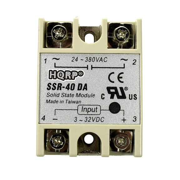 HQRP SSR-40DA Solid State Relay Module 3-32V DC Input 24-380VAC Output for PID Thermostat Temperature Controller, UL Listed