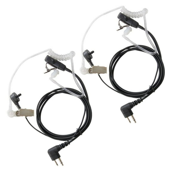 HQRP Set: 2PCS 2-Pin Hands Free with Earpiece and Push-to-Talk Microphone for Motorola Radio Devices DTR Series: DTR550 DTR650 DTR410