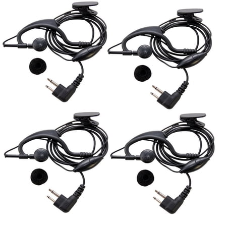 HQRP Set: 4PCS 2-Pin External Ear Loop Hands Free with Push-to-Talk Microphone for Motorola Radio Devices CLS Series: CLS1110 CLS1410