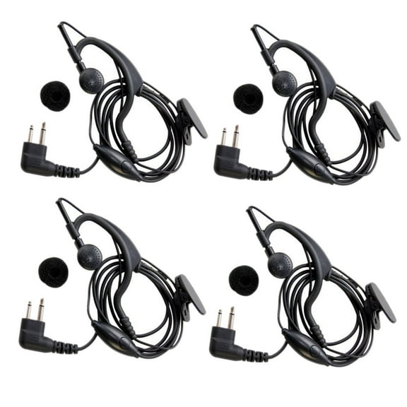 HQRP Set: 4PCS 2-Pin External Ear Loop Hands Free with Push-to-Talk Microphone for Motorola Radio Devices DTR Series: DTR550 DTR410