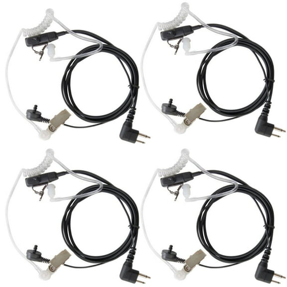 HQRP Set: 4PCS 2-Pin Hands Free with Earpiece and Push-to-Talk Microphone for Motorola Radio Devices CP Series: CP88 CP040