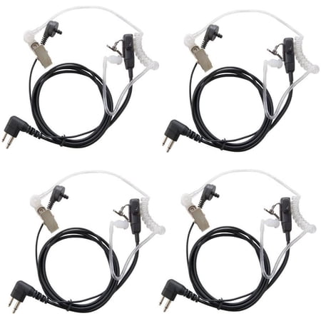 HQRP Set: 4PCS Hands Free 2-Pin HeadSets with Earpiece and Microphone for Motorola Radio Devices CLS Series: CLS1110 CLS1410