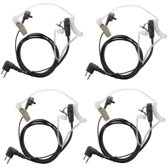 HQRP Set: 4PCS Hands Free 2-Pin HeadSets with Earpiece and Microphone for Motorola Radio Devices CLS Series: CLS1110 CLS1410