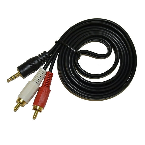 HQRP Stereo RCA to 3.5mm Audio Cable for Insignia NS-HZ503 Mini Plug Cord Y-Splitter 5ft