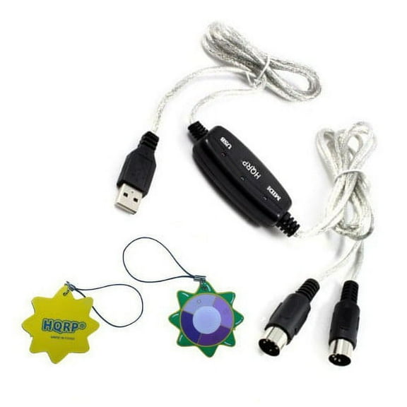 HQRP USB IN-OUT MIDI Interface Cable Converter PC to Music Keyboard Adapter Cord for YAMAHA PSR-225GM 61 Key Educational Keyboard