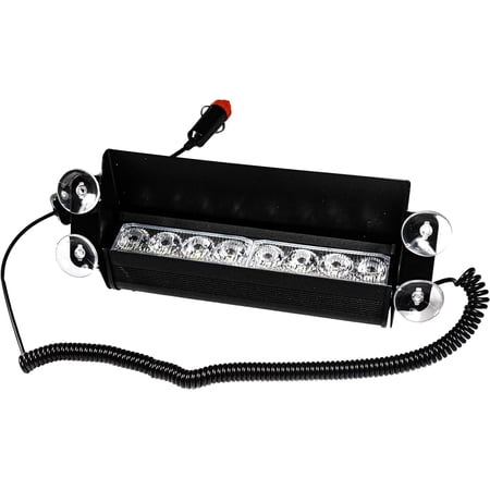 HQRP White / Amber 8 LED Visor Dashboard Emergency Strobe Caution Light with 4 Suction Cups