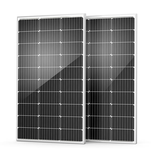 HQST 100 Watt 12 Volt Solar Panel 2pcs, 9BB Monocrystalline Solar Panels with 25% Efficiency, IP65 Rating for RV, Camper Van, Trailer, Marine, Cabin, Home Rooftop, Solar Farm