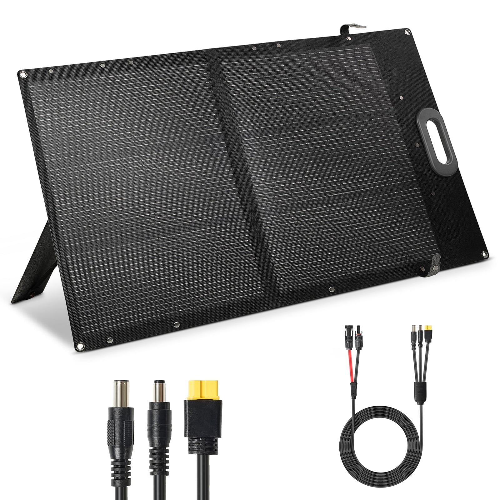 HQST 100W Portable Solar Panel, N-Type 25% High Efficiency Solar Charger for Power Station & Solar Generator, IP67 Waterproof, Foldable with Kickstands for Camping, RV, Off-Grid