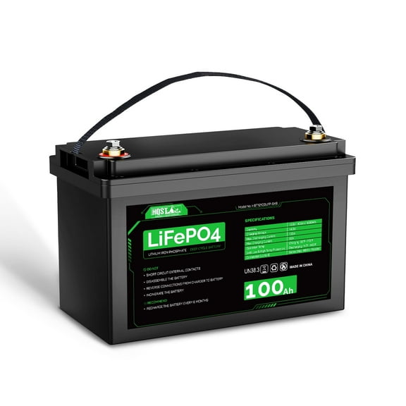 HQST 12 Volt 100Ah LiFePO4 Lithium Iron Phosphate Battery, Built-in Optimized BMS with Low & High Temp Protection, Series and Parallel Connection, for RVs, Boats, Solar System