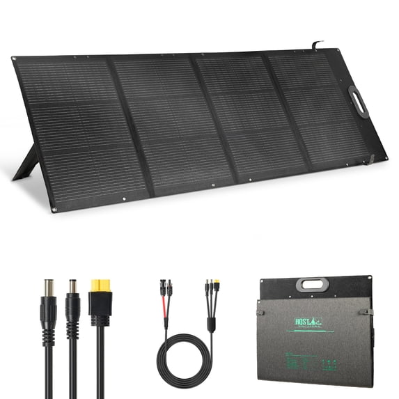 HQST 200W Ultra-Light Portable Solar Panel for Power Station & Solar Generator, 25% High Efficiency N-Type Solar Charger, IP67 Waterproof, Foldable with Kickstands