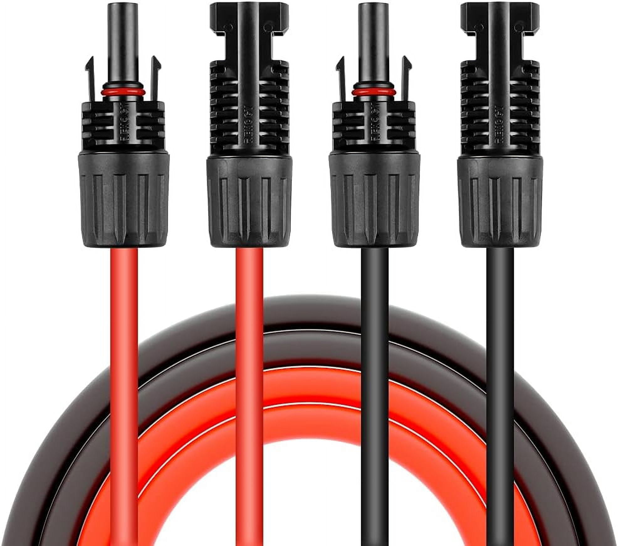 HQST Solar Panel Extension Cable 20 Feet 10AWG with Female and Male Connector Solar Panel Adaptor Kit Tool (20FT Red + 20FT Black)