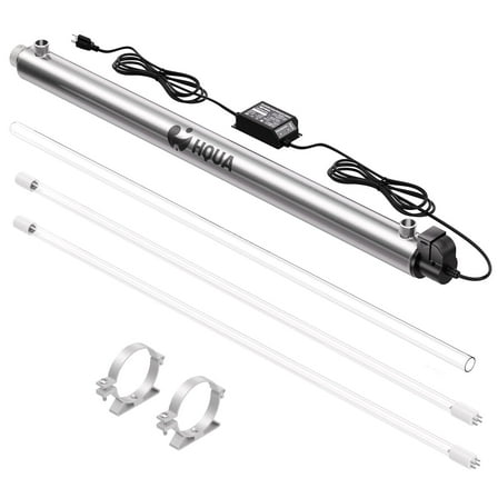 HQUA-OWS-12 Ultraviolet Water Purifier Sterilizer Filter for Wholehouse Water Purification, 12GPM 120V 40W 3/4" inlet/outlet+ 1 Extra UV Bulb