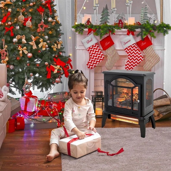 HQZX 18" Portable 3D Infrared Electric Fireplace with Remote Control, Freestanding Heater,Black