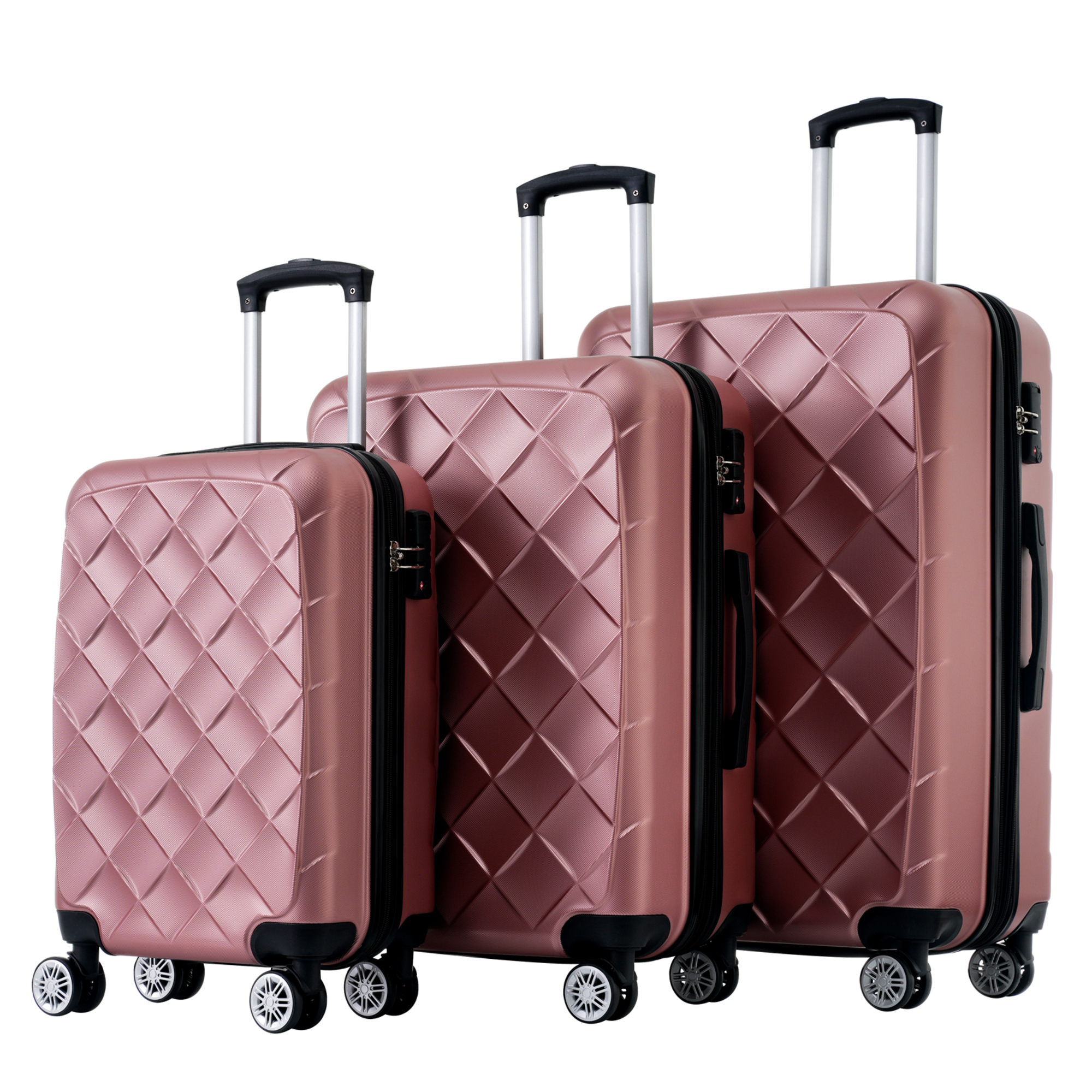 HQZX 3-PCS Suitcase Set, Universal Wheels, with TSA Lock, ABS