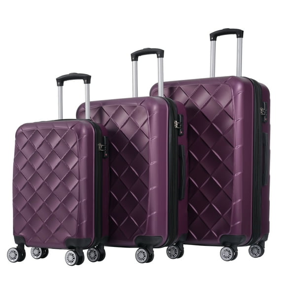 HQZX 3-PCS Suitcase Set, Universal Wheels, with TSA Lock, ABS, Unisex, Violet