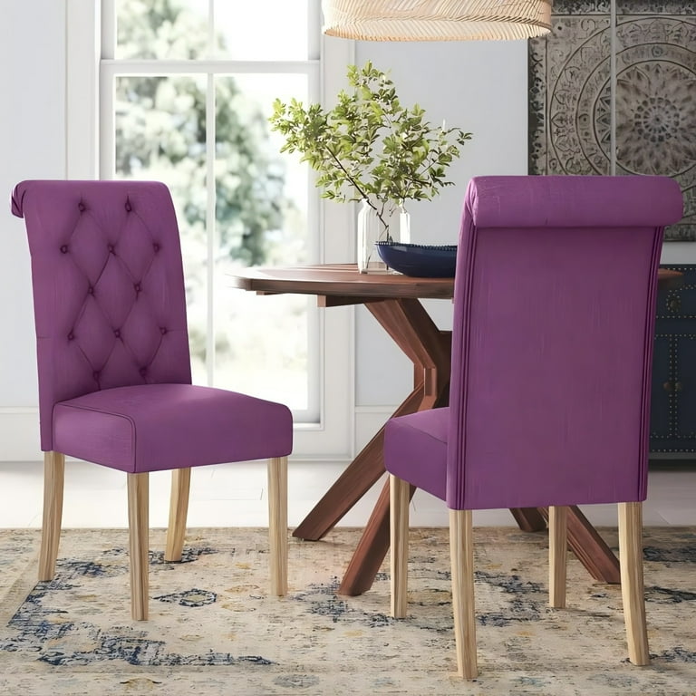 HQZX Classic Solid Wood Leg Dining Chair, Tufted Button