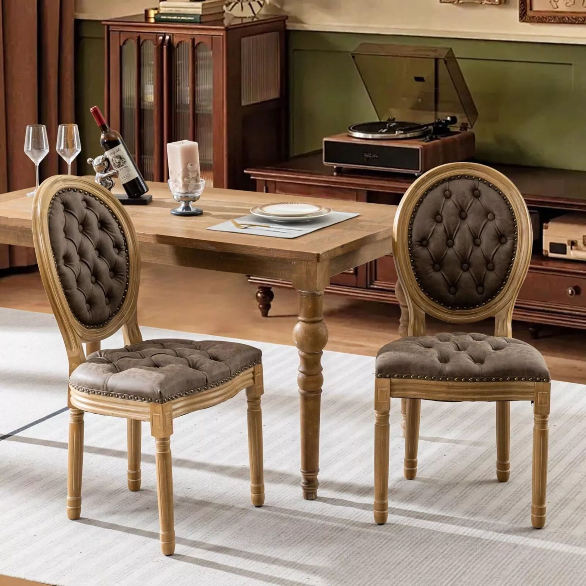 rih¨̮❤︎ HQZX European Style Solid Wood Frame Luxury Dining Chairs