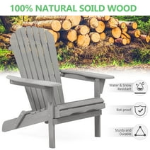 HQZX Foldable Wood Adirondack Chair Set of 2,Outdoor Accent Lounge Chair for Patio,Gray