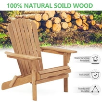HQZX Foldable Wood Adirondack Chair Set of 2,Outdoor Accent Lounge Chair for Patio,Natural