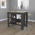 thumbnail image 1 of HQZX Kitchen Island Dozza, 3 Shelves, 35.4" H x 27.5" L,Black Wengue / Light Oak Finish, 1 of 7