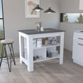 thumbnail image 1 of HQZX Kitchen Island Dozza, Three Shelves, 35.4" H x 27.5" L,White / Onyx Finish, 1 of 5