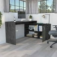 thumbnail image 1 of HQZX Modern L-Shaped Computer Table, Desk with Open and Closed Storage,Particle Board -Gray, 1 of 8