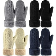 HQZY Womens Ladies Knitted Soft Thermal Insulated Extra Warm Winter Mittens Gloves Black