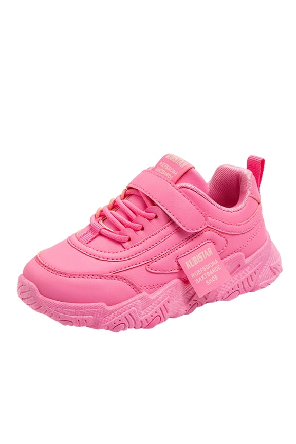 Fashion All Seasons Children Sports Shoes Girls Flat Sole Thick Sole Non Slip Light Lace Up Hook Loop Solid Color Comfortable Casual,Breathable Sneakers Sizes 10 Little Kid