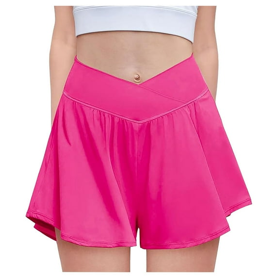 HQiJIAN Girls Flowy Shorts With Spandex Liner 2 In 1 Athletic Running Shorts With Pockets Kids Butterfly Skorts Girls' Shorts Sizes 5-6 Years