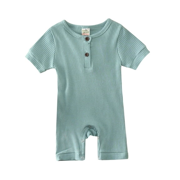 HQiJIAN Jumpsuits For Girls Babys Girls Boys Summer Casual Solid Color Jumpsuit Knitted Ribbed Pattern Rompers,Sizes 6-12 Months