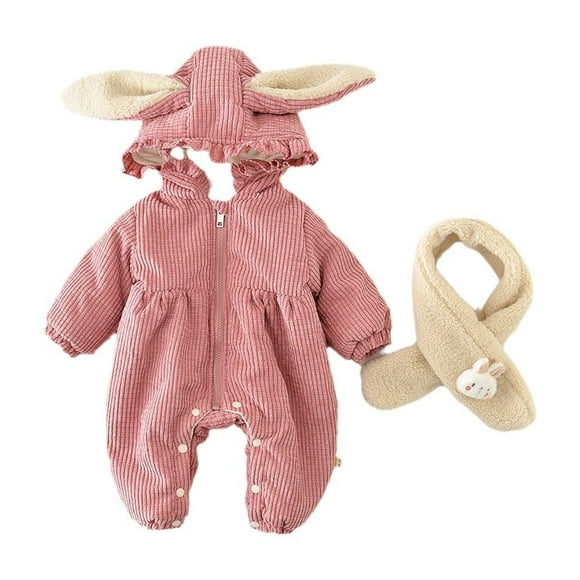 HQiJIAN One Piece Pants Romper Baby Plus Small Rabbit Clip Female Clothing Climbing Clothes Go Out To Send Scarf,Sizes 6-12 Months