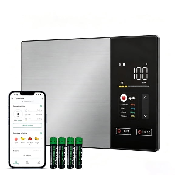 HQinX Food Scale with Nutrition Calculator, Color Display & Free App, Precise Portion Control, Calorie & Macro Tracking for Weight Loss & Meal Prep