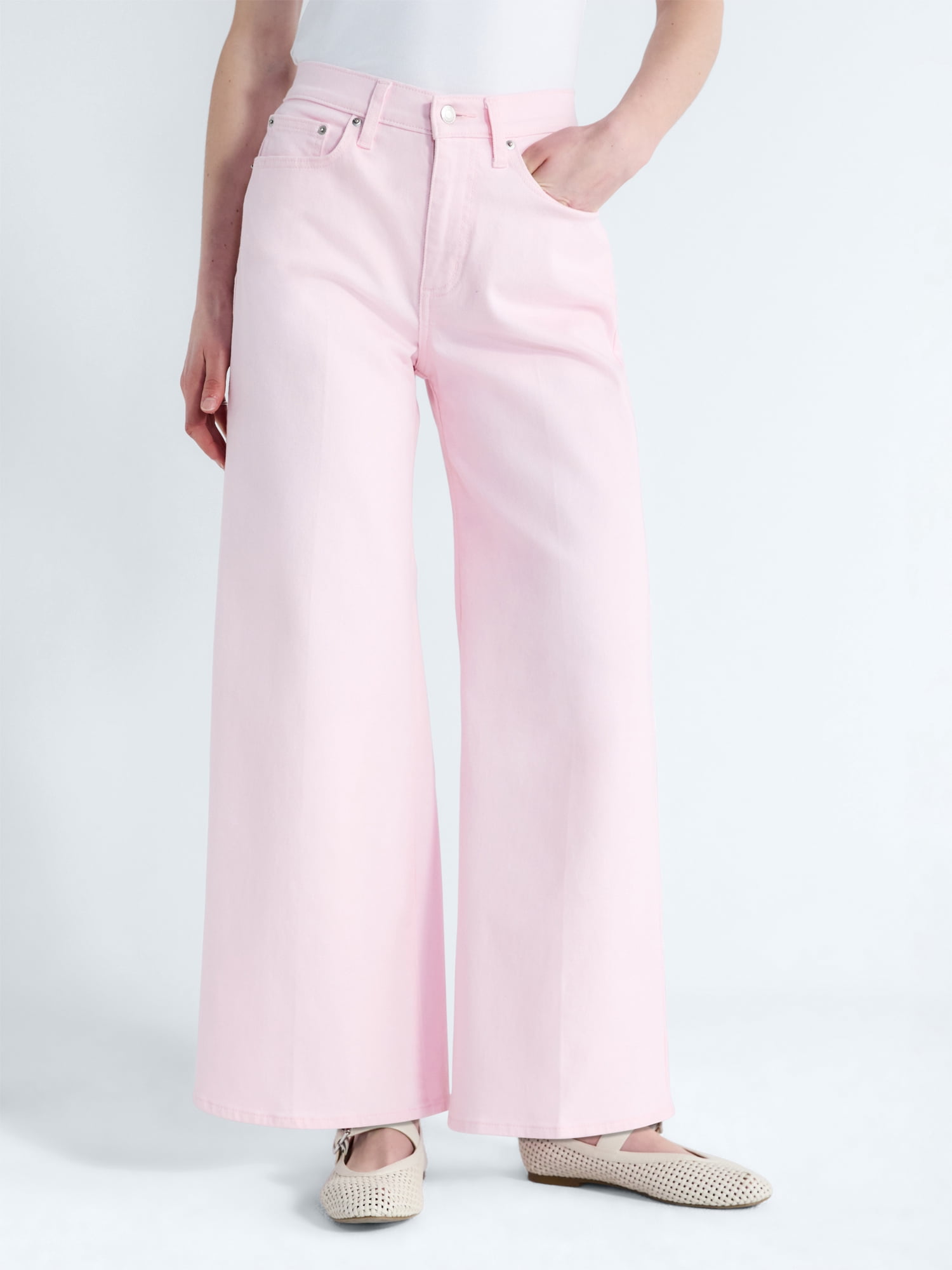 Free Assembly Women's and Women's Plus High Rise Cropped Wide Leg Jeans, Sizes 0-22W