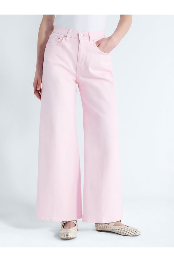 Women's and Women's Plus High Rise Cropped Wide Leg Jeans, Sizes 0-22W