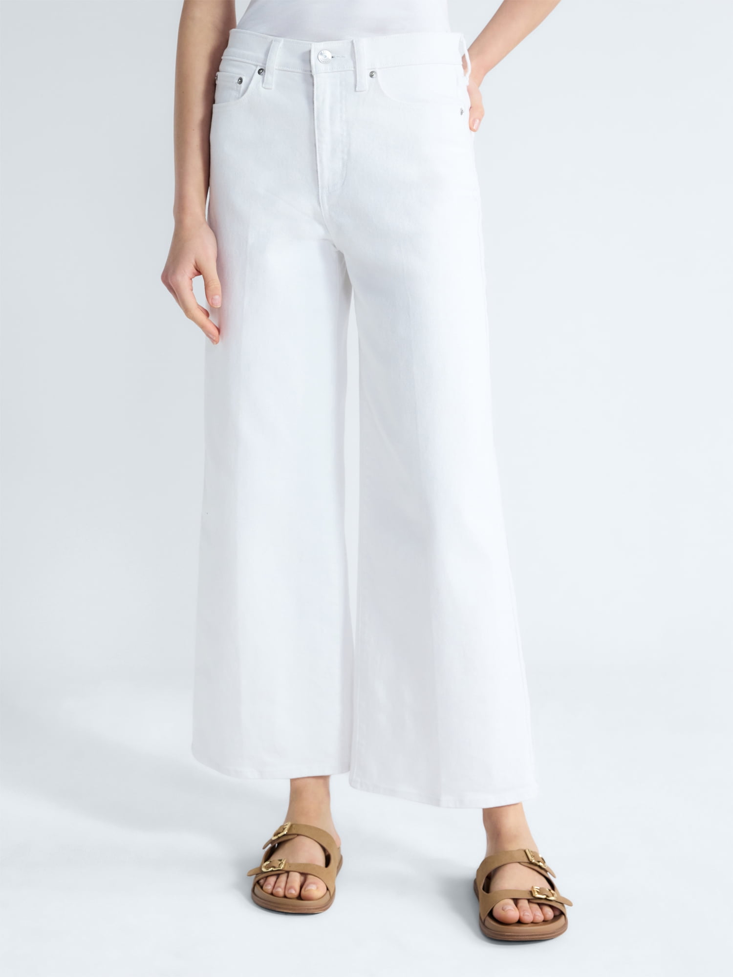 Free Assembly Women's and Women's Plus High Rise Cropped Wide Leg Jeans, Sizes 0-22W