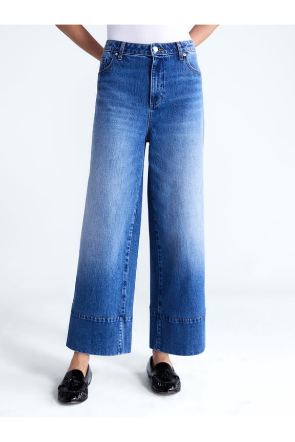 Women's High Rise Wide Leg Ankle Jeans, 27" Inseam, Sizes 0-16
