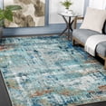 thumbnail image 1 of HR Abstract Area Rug - Non-Slip Rubber Backing, Polyester, Flat Turquoise, Red,Multi-Color - Add Modern Elegance to Your Space with a Stunning Printed Design, 1 of 6