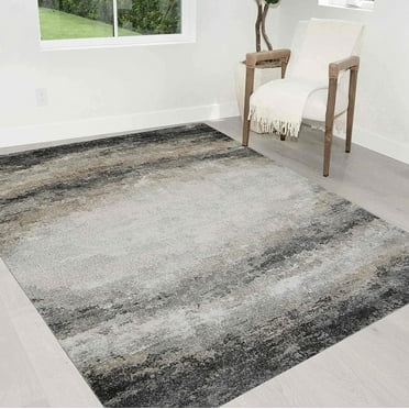 HR Abstract Pattern 7'.8" x 10' Area Rugs, high Pile Plush Rugs Gray and Multicolor