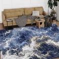 thumbnail image 1 of HR Abstract Rugs Boho abrash Rugs Thunder Theme Navy Blue Gold and Multi Color Luxury Livingroom Carpet Thick Pile and Ultra Soft Non-Shedding Rug, 1 of 7