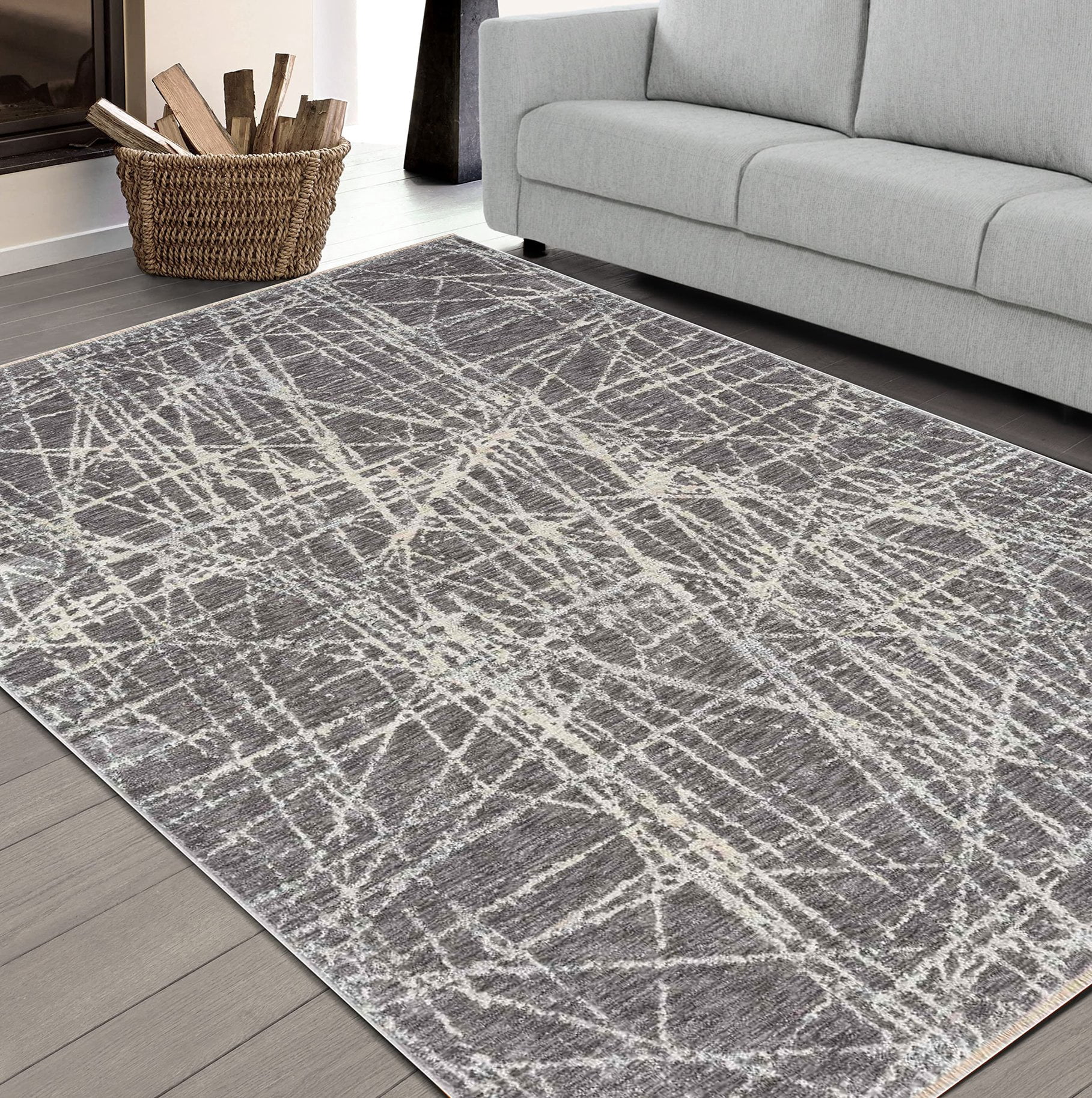 HR Area Rug Marble Rug Graphite Color Floor Mat Thin, Soft Rug Abstract ...