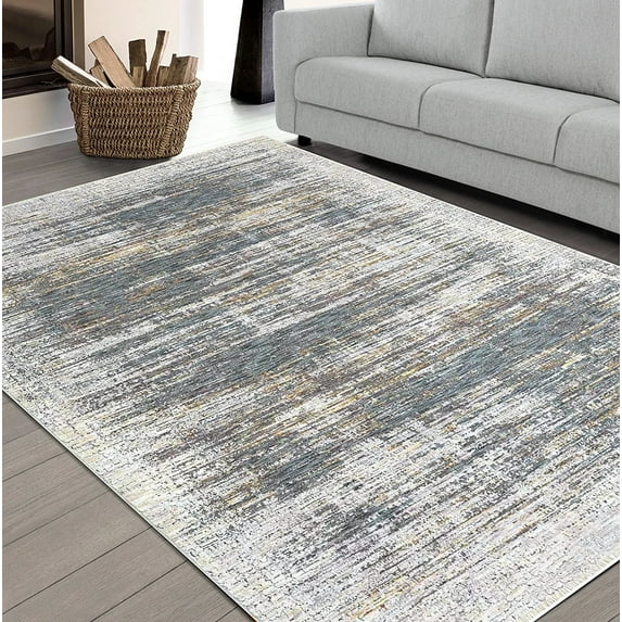 HR Area Rug Marble Rug Graphite color Floor Mat Thin, soft Rug abstract Carpet Foldable Accent Rug Dining Room Living Room random scratch line pattern Rugs for Modern decor, 94" x 13 Graphite,...