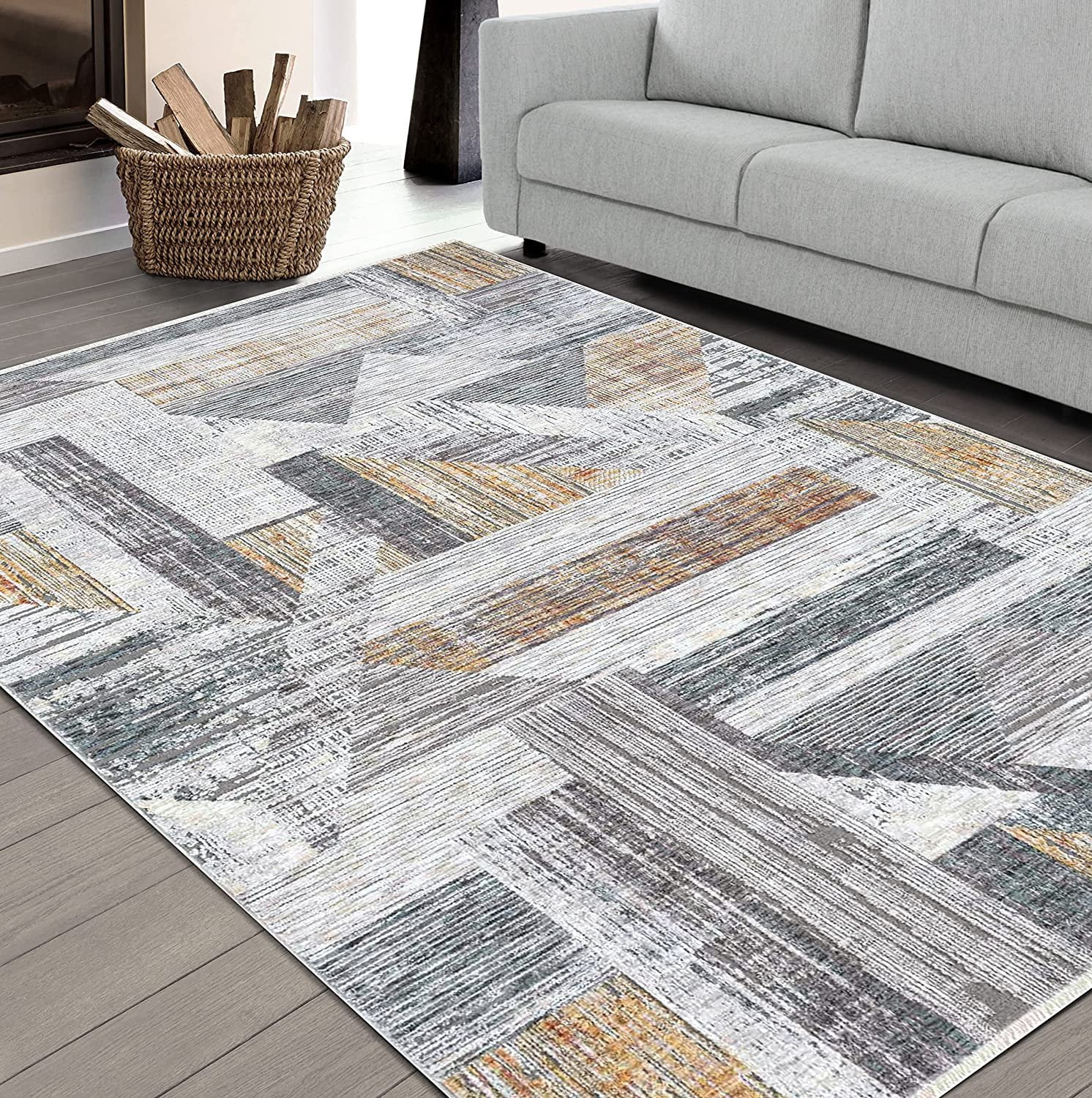 HR Modern Office Home Area Rug, Marble Design, Soft, Foldable, Abstract ...