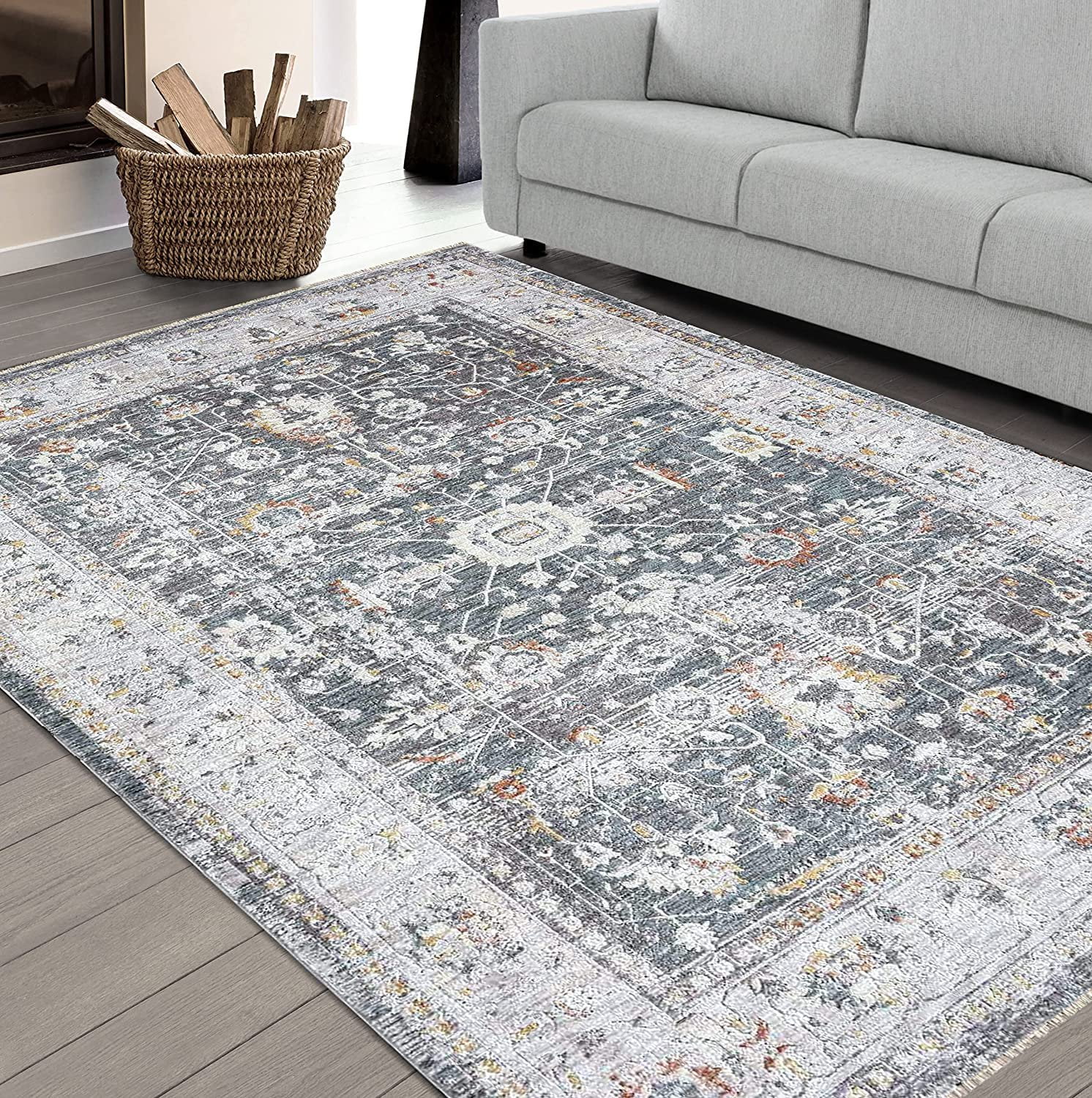 Large Faded Rugs HR Area Rug Traditional Rug Gold Vintage Floor Mat Thin and Soft Rug ...
