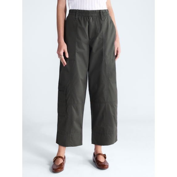 Free Assembly Women's and Women's Plus High Rise Cropped Cargo Barrel Pants, 26.5" Inseam, Sizes XS-4X