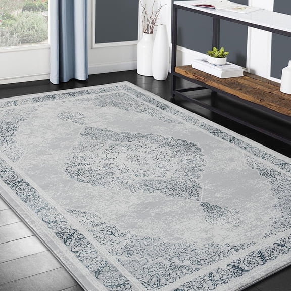 HR Black Ivory Gray Multi Traditional Rug with Simple Faded Design Polyester - Enhance Your Space with Classic Charm
