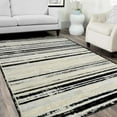 thumbnail image 1 of HR Black & Silver Rugs Stripped Pattern Area Rug 5x7 Contemporary Carpet Gray Ultra-Soft Luxury Living Room Area Rug, 1 of 7