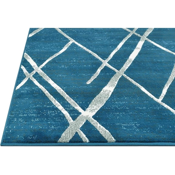 HR HANDCRAFT RUGS HR Modern Geometric Diamond Pattern Contemporary Abstract Area Rug Denim Blue - 2' X 7' Runner